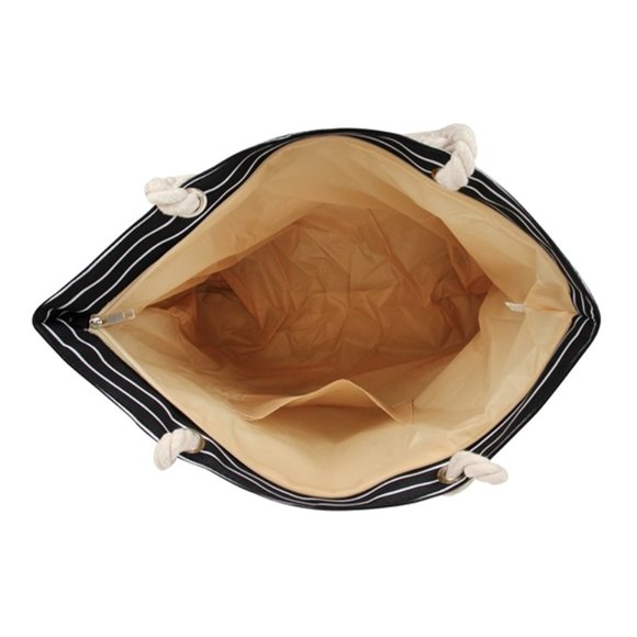 NWT - Riah Pin Striped Black Tote Bag - Picture 2 of 3